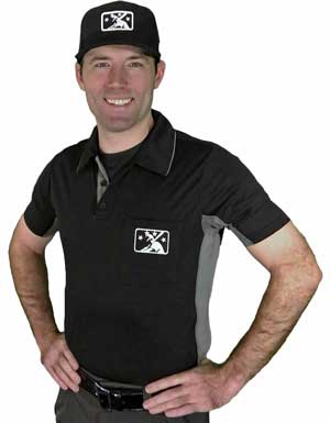 MiLB Smitty V2 MLB Replica Umpire Shirt - Black with Charcoal Grey