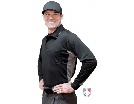 Smitty MLB Body Flex Black Umpire Shirt wCharcoal Gray Side Panel