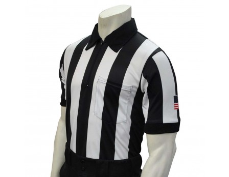 Smitty 2 1/4' Stripe Short Sleeve Football Referee Shirt with SLEEVE USA  FLAG