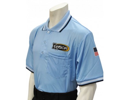 Louisiana LHSOA Embroidered Body Flex® Sky Blue with Black Trim Umpire Shirt